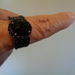 Sterling Silver Black Spinel Ring Size 9 Never Worn